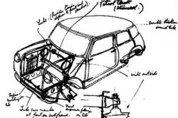 Sir Alec Issigonis’ original design for the 1959 Mini