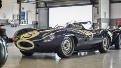 Jaguar D type wins the infamous 1955 le mans 24 hour. Mike hawthorn & Ivor Bueb