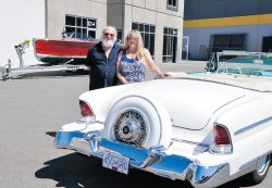 Sam and Patty Bronstein love their ’55 Lincoln Capri convertible equipped with its contine ...