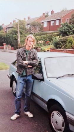 Me with my 1986 Vauxhall Cavalier 1.6, Stafford, England, 1994